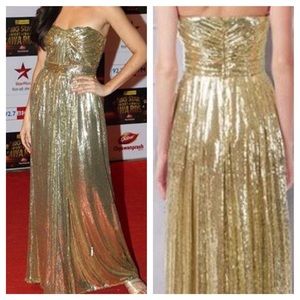 PROM DRESS - Gold sparkly sequined sweatheart gown