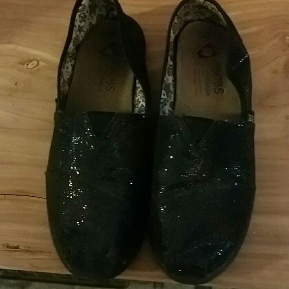 Bobs Y 4.5 black glitter flats