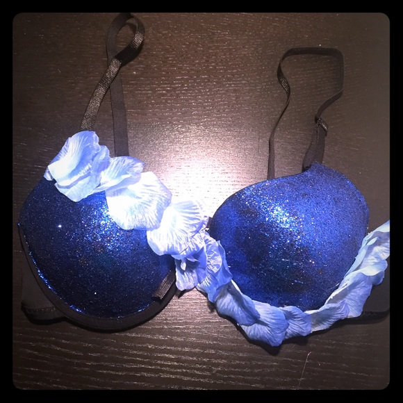 Blue Glitter Petal Rave Bra 34B EDC EDM EZoo