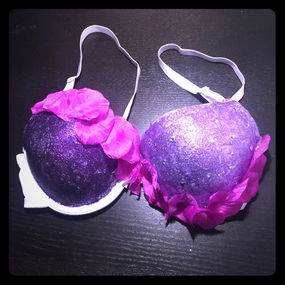 Purple Glitter Petal Rave Bra 34B EDM EDC EZoo