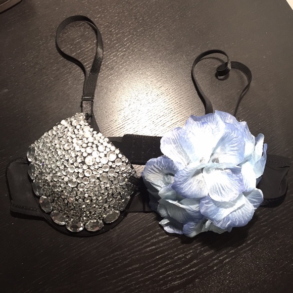 Rhinestone Blue Petal Rave Bra 34B EDC EDM EZoo