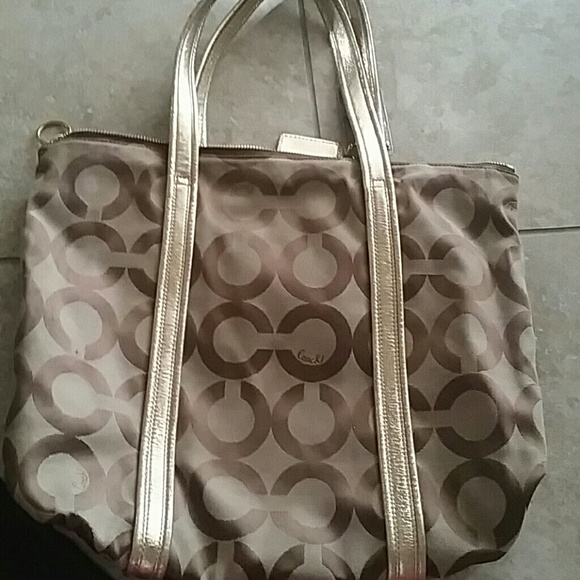 Brown and gold authentic coach tote - Picture 2 of 4
