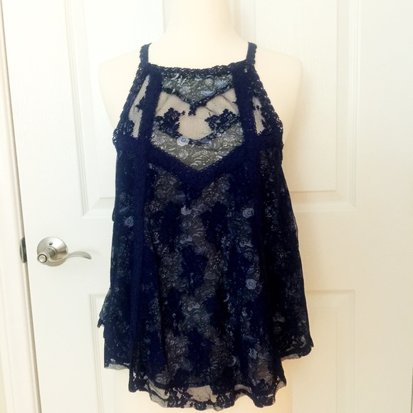 Forever 21 Lace Halter Tank with side-ties.