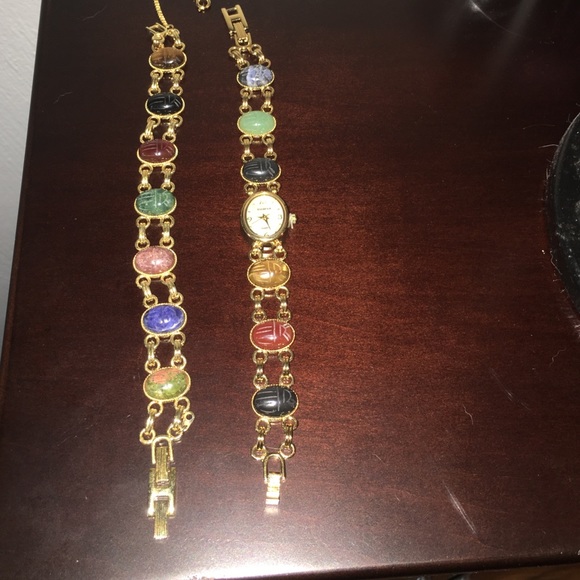 Watch with matching bracelet multi stone