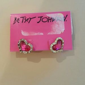 Pink and gold Betsey Johnson heart earrings