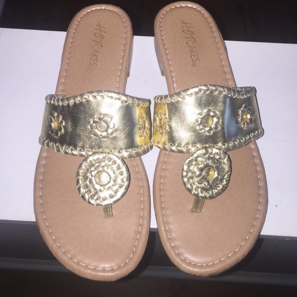 Hot Cakes gold sandals (inspired Jack Rogers)