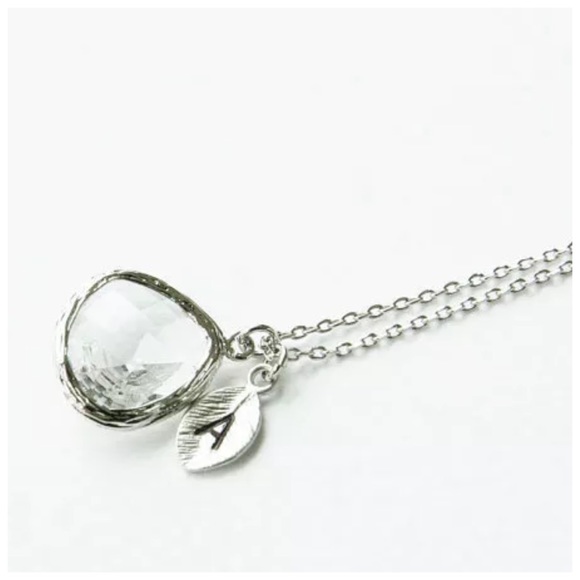 Clear Silver Initial Pendant Necklace - Picture 3 of 4