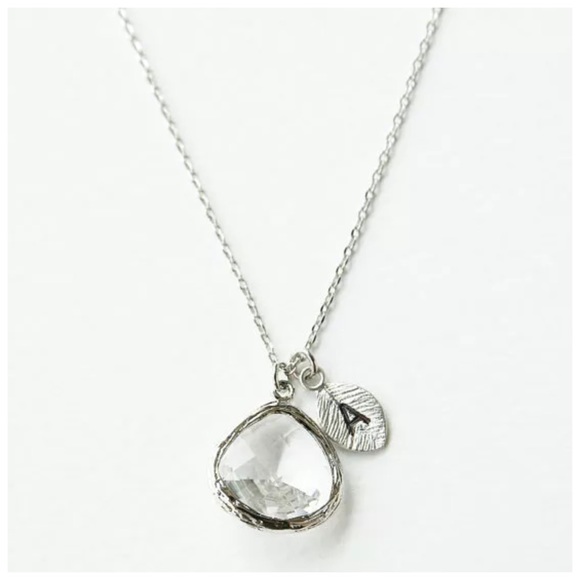 Clear Silver Initial Pendant Necklace - Picture 4 of 4