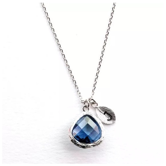 Blue Silver Initial Pendant Necklace - Picture 4 of 4