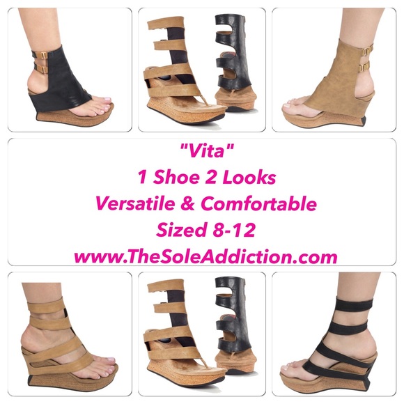 "Vita" comfort reversible wedge 2 look n-1 shoe - Picture 4 of 4