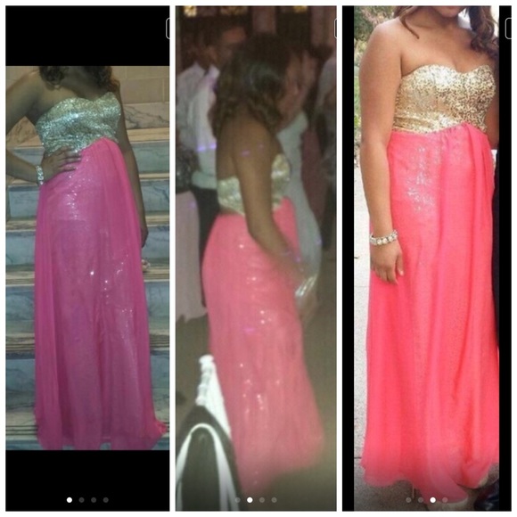 Formal prom / ball dress worn once gold body dress