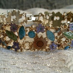 Enamel floral bracelet - like new