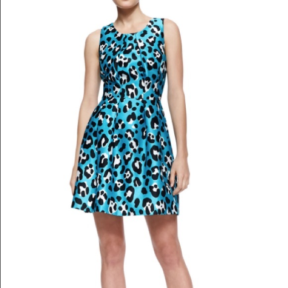 Michael Kors Turquoise Animal Print Bell Dress - Picture 1 of 4