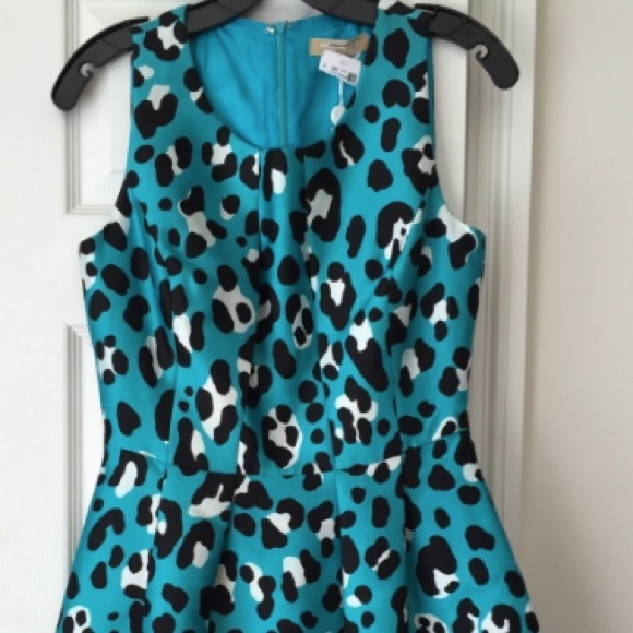 Michael Kors Turquoise Animal Print Bell Dress - Picture 3 of 4