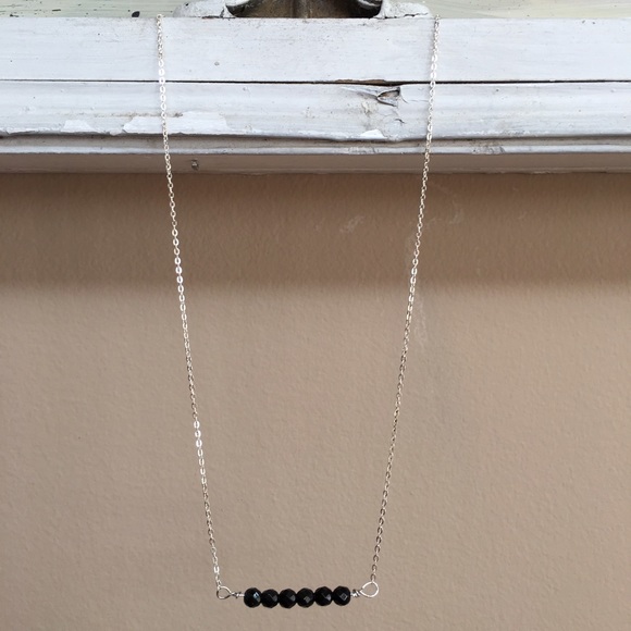 Black Spinel Gemstones & Sterling Silver Necklace - Picture 2 of 3