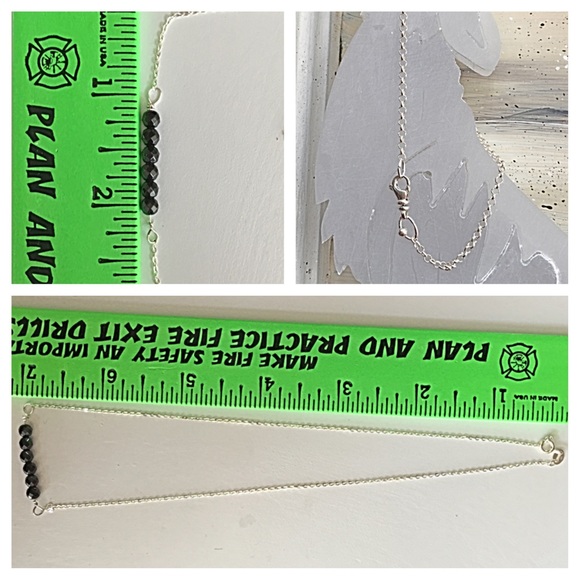 Black Spinel Gemstones & Sterling Silver Necklace - Picture 3 of 3