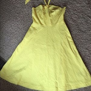 JCrew lemon yellow halter dress. EUC Size 8