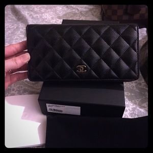 chanel wallet in calfskin with gold hardware