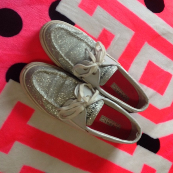 Glitter silver sperrys size 7.5