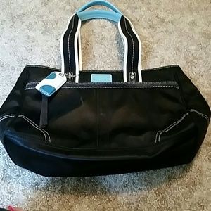 Black and blue Coach purse