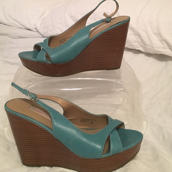 Teal wedge sandals
