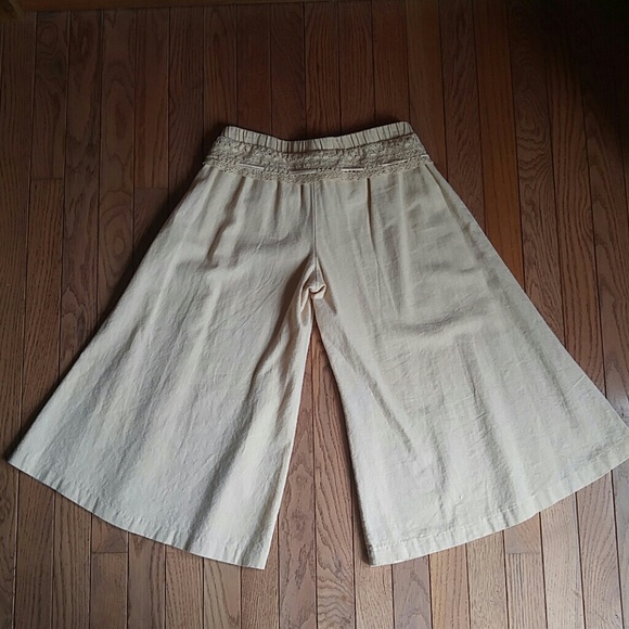 Linen Blend Wide-leg Culotte Pants - Picture 4 of 7