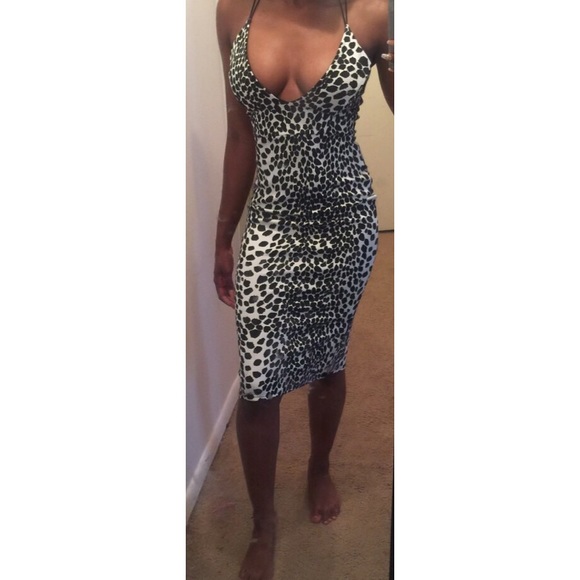 Boohoo Night Dalmatian print cross back dress