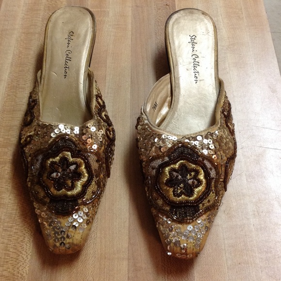 Stefani Collection sequin mules  7.5