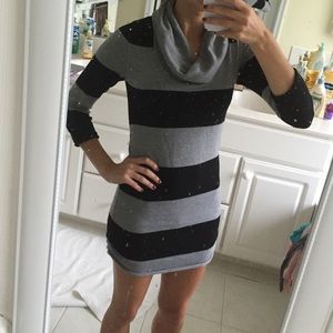 Sweater Tunic Striped Small Cowl Neck