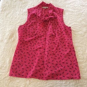 XL LOFT pink tie blouse