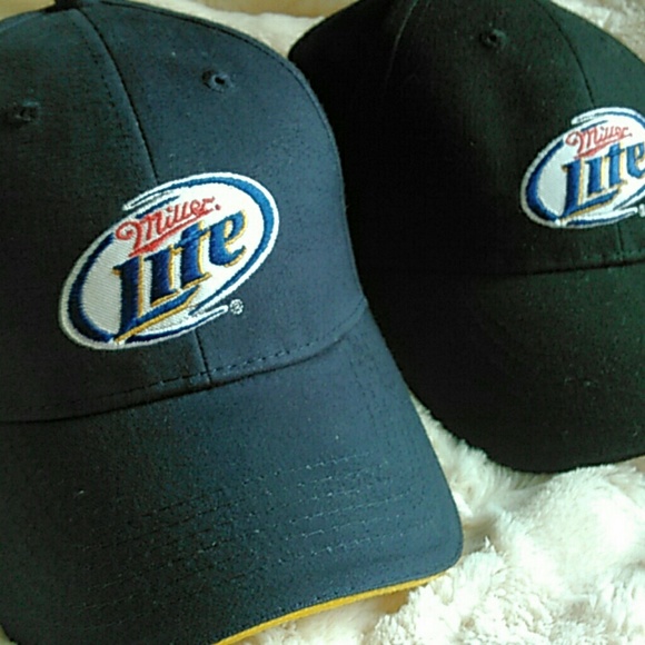 Nwot 2 Miller lite caps blue black unused