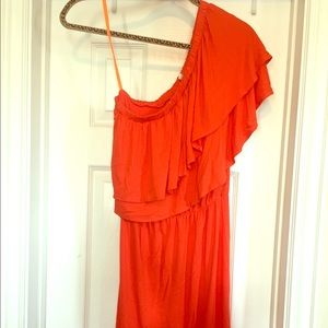 Gianni Bini bright orange one shoulder dress
