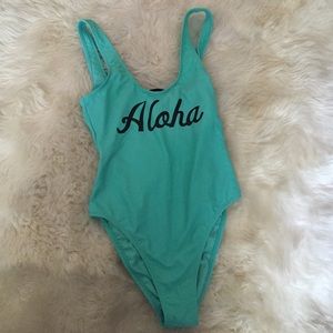 Blue High cut monokini