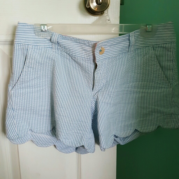 Lilly Pulitzer Blue Seersucker Scallop Shorts