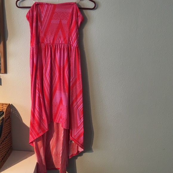 High low strapless dress