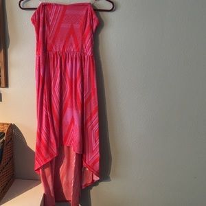 High low strapless dress