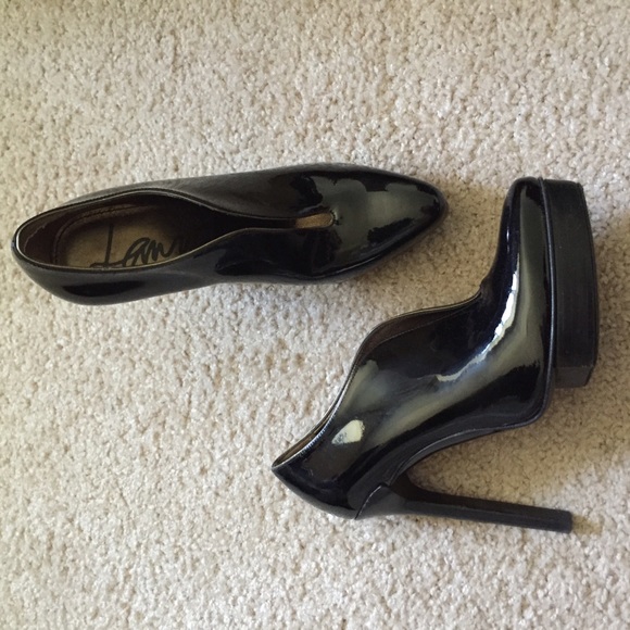 Lanvin black slip front leather ankle bootie heels main image 1