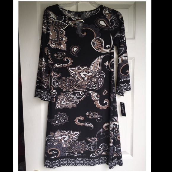 🆕LAVANYA BLACK PRINT TUNIC DRESS Small - Picture 1 of 3