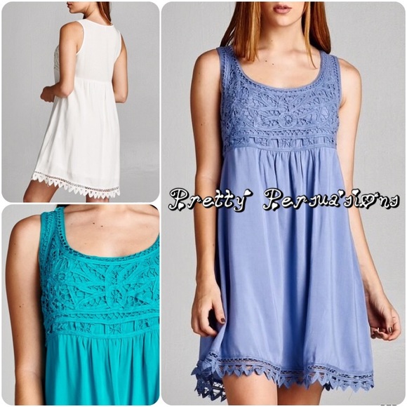 SOLD OUT Periwinkle Crochet Lace Sleeveless Dress - Picture 3 of 3