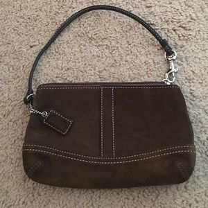 Suede brown Coach wristlet