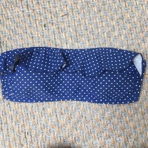 Bando swim top! Blue and whit polka dots
