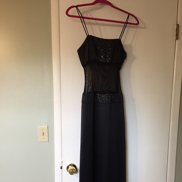 Jessica McClintock Black See-Through Midriff Dress