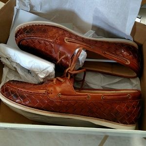 Frye Quincy Soft Weave Boat Whiskey Soft Leather