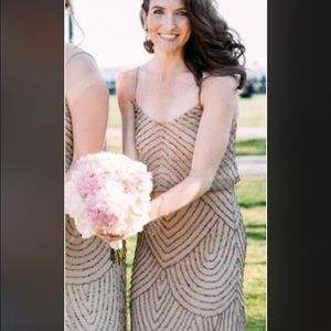 Adrianna Papell Art Deco beaded gown (taupe/pink)