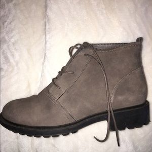 Faux-Suede pewter colored booties