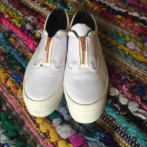 White flatform sneakers