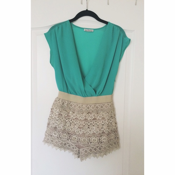 Lovely Low-cut Sea Green Romper