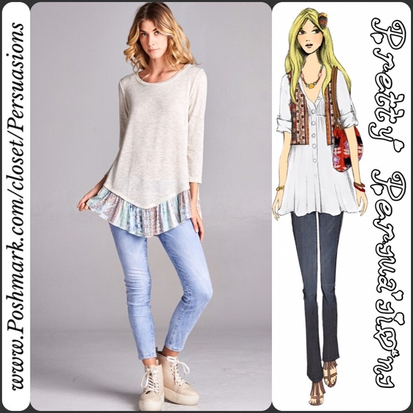 LAST ONE! NWT Oatmeal Ruffled Hem Knit Top - Picture 4 of 4