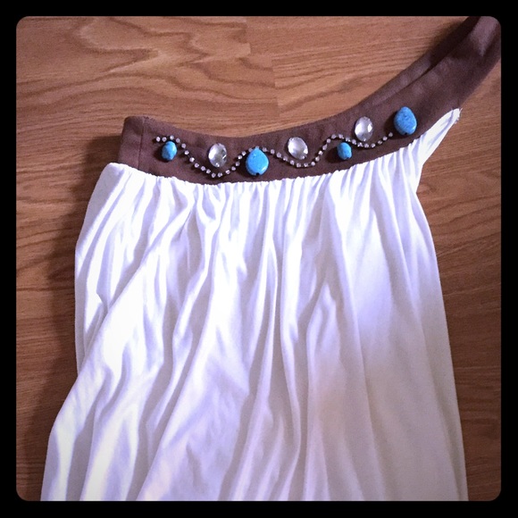 White Beaded One Shoulder Dress