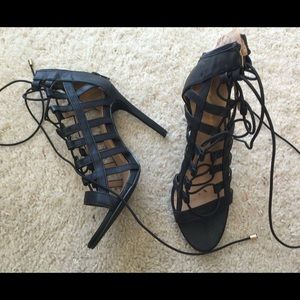 Strappy lace up black heels!